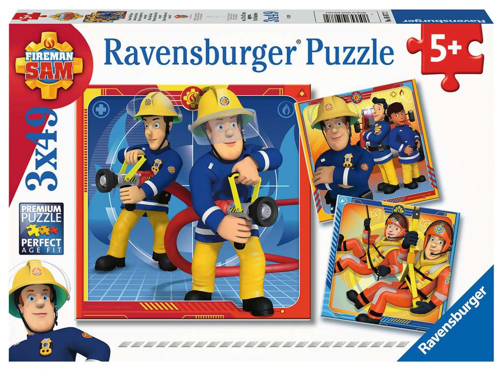 Puzzles 3x49 p - Notre héros Sam le pompier, Puzzle enfant, Puzzle, Produits