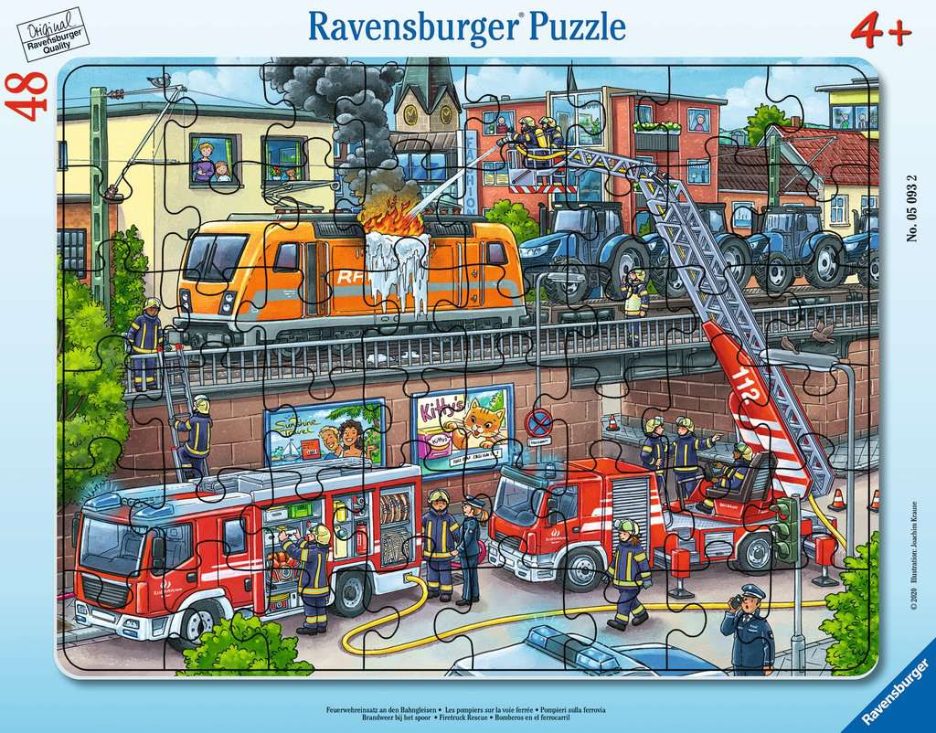 Puzzle cadre 30-48 p - Les pompiers sur la voie ferrée