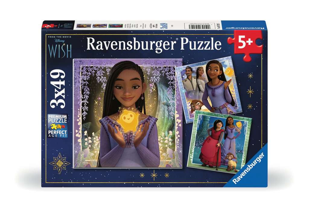 Puzzles 3x49 p - Le souhait d'Asha / Disney Wish, Puzzle enfant, Puzzle, Produits