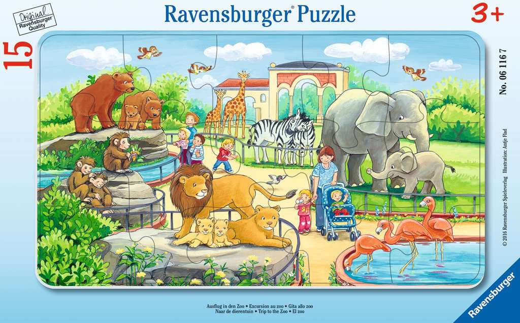 Puzzle enfants - Cadre 15 pièces - Oua Oua à la montagne