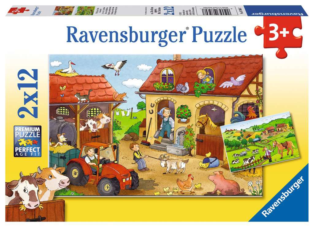 Puzzles 2x12 p - Le travail à la ferme, Puzzle enfant