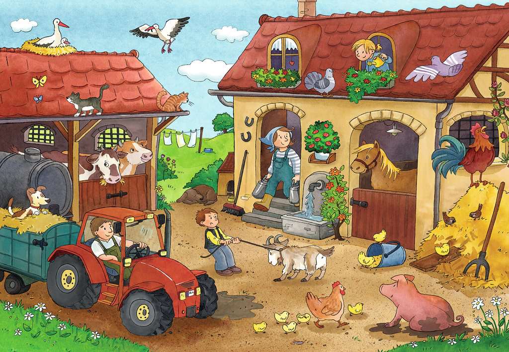 Ravensburger – Puzzle Enfant – Puzzles 2×12 p – Le travail à la ferme – Dès 3  ans – 07560 – L'ARBRE AUX LUTINS