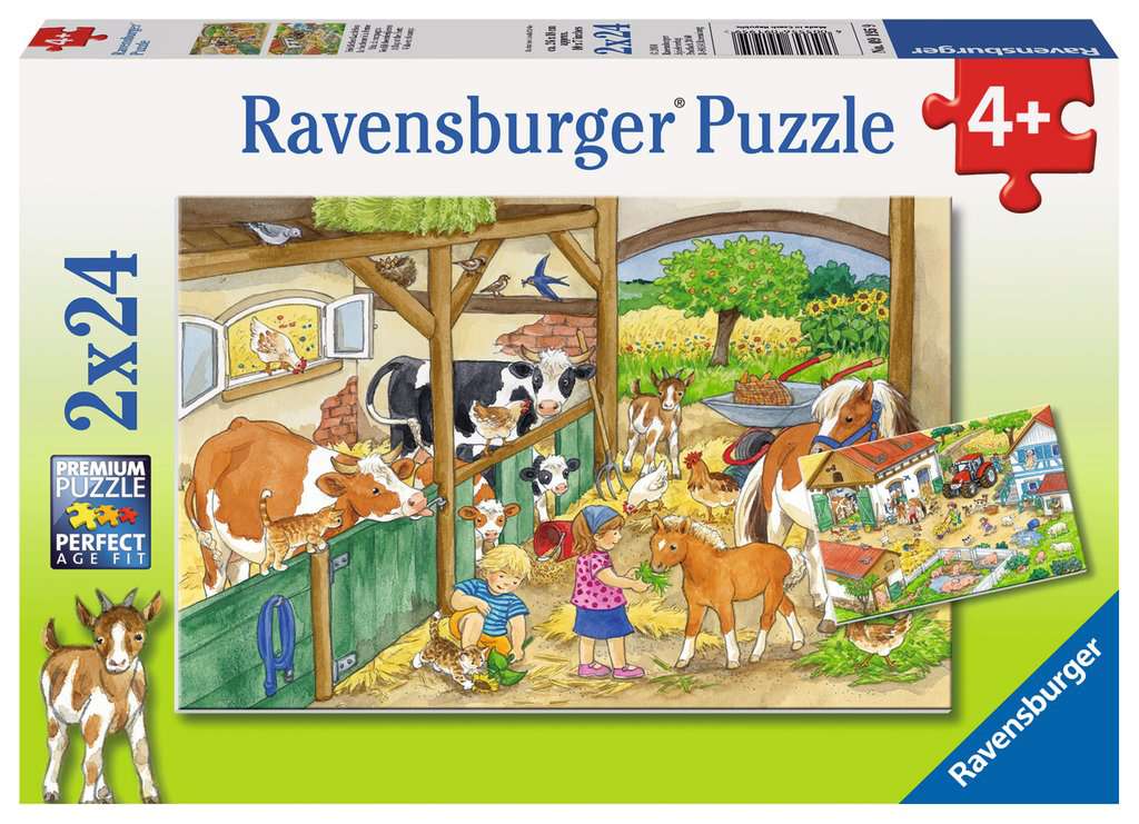 Puzzles 2x24 p - Le bonheur à la ferme, Puzzle enfant, Puzzle, Produits