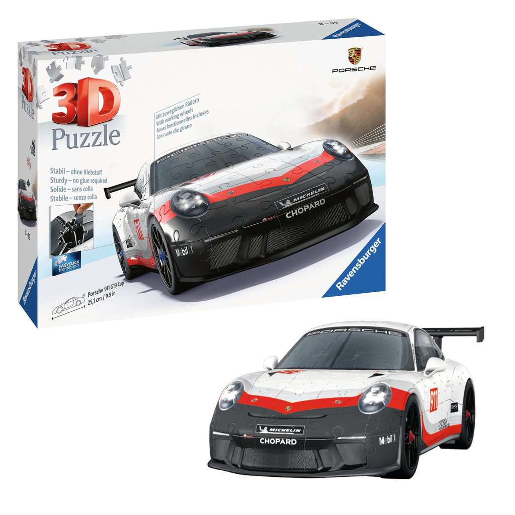 Puzzle 3D Porsche 911 GT3 Cup (avec grille), Puzzles 3D Objets iconiques, Puzzle  3D, Produits