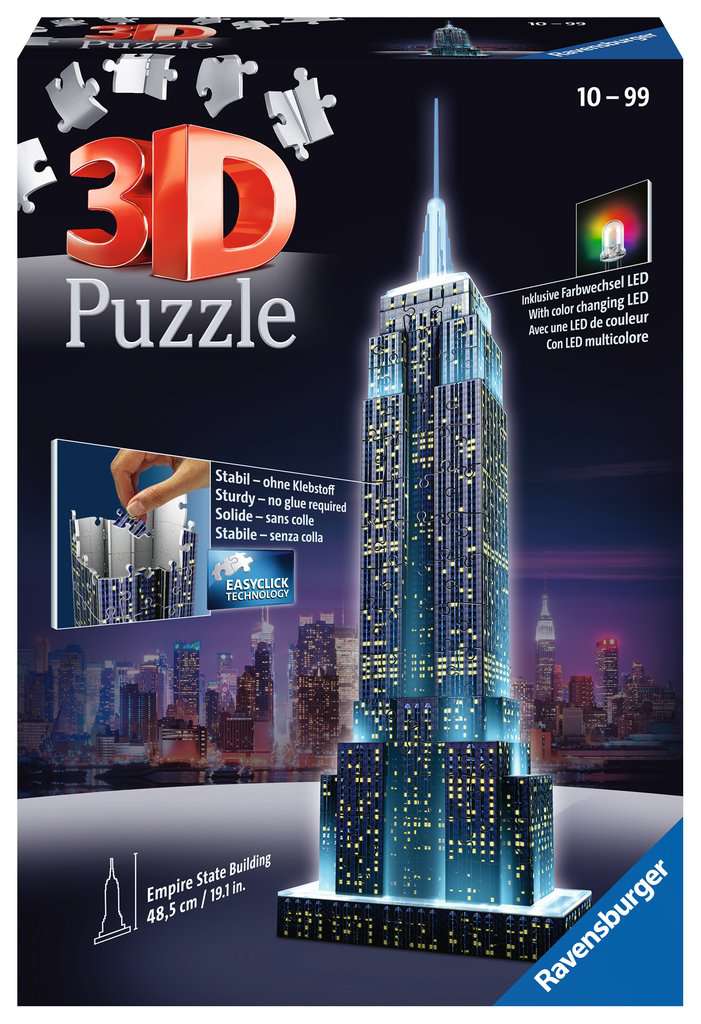 Puzzle 3D Empire State Building illuminé, Puzzles 3D Objets iconiques, Puzzle  3D, Produits