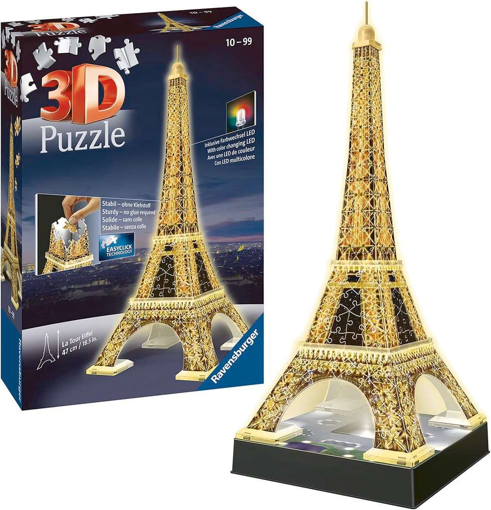 Tour Eiffel 3D Plié Avec Des Couleurs De La France Et De La Mer