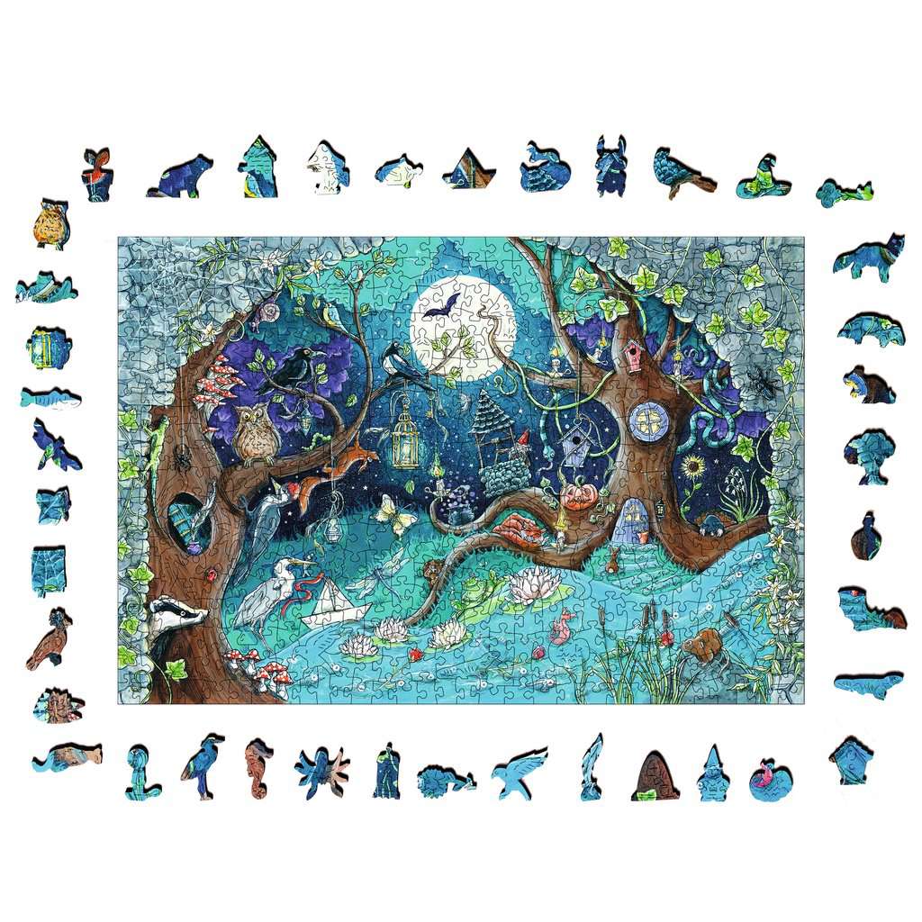 Puzzle Bois Rectangle Forêt fantastique 500 pièces