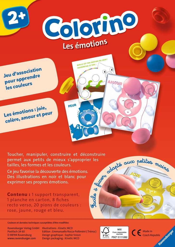 Colorino les emotions - jeu educatif - apprentissage des couleurs -  activites creatives enfant - ravensburger - des 2 ans RAV4005556207985 -  Conforama