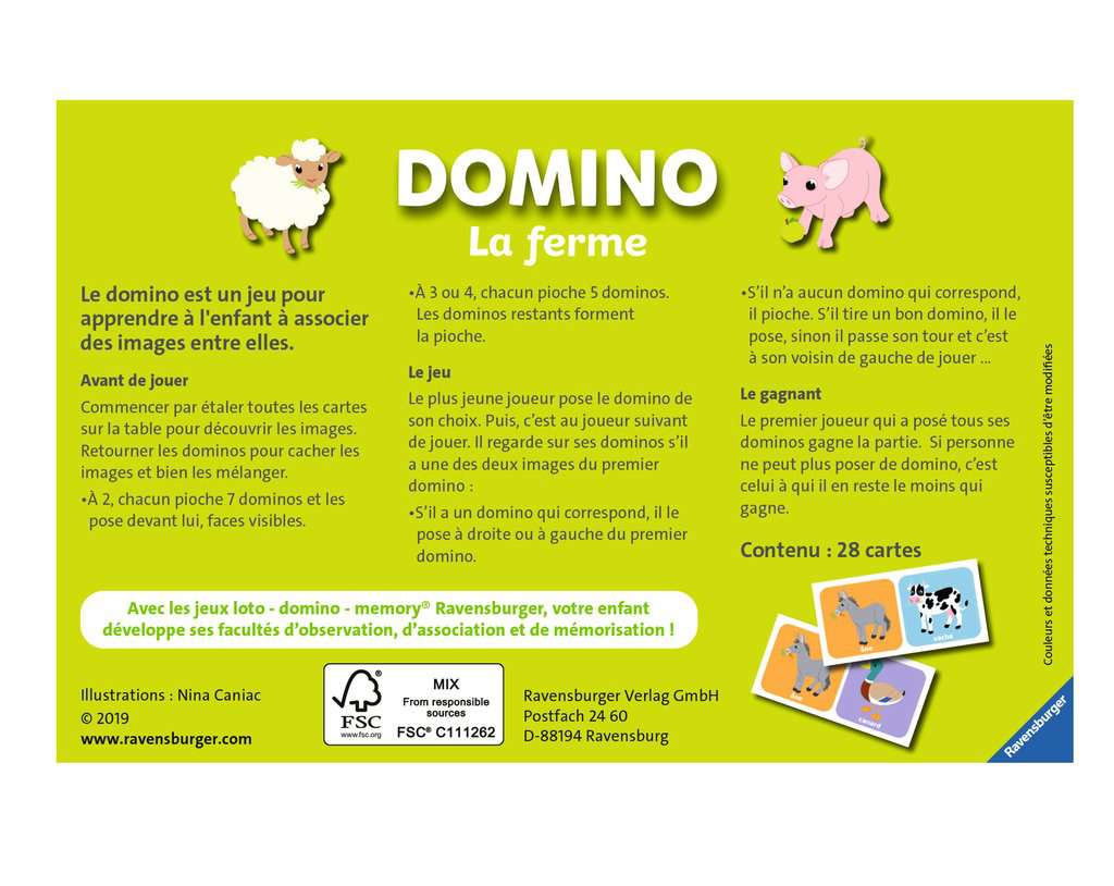 Domino La ferme, Loto, domino, memory®, Jeux éducatifs, Produits
