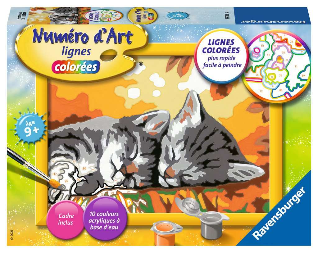 Numéro d'art - 13x18cm - Deux chatons couchés, Peinture - Numéro d'art, Loisirs créatifs, Produits