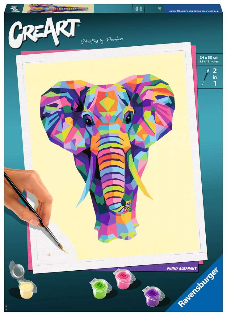 CreArt - 24x30 cm - elephant, Peinture - Numéro d'art, Loisirs créatifs, Produits