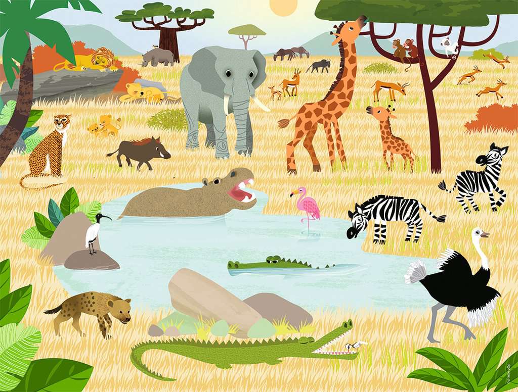 Mon premier livre-puzzle : les animaux de la savane & les animaux