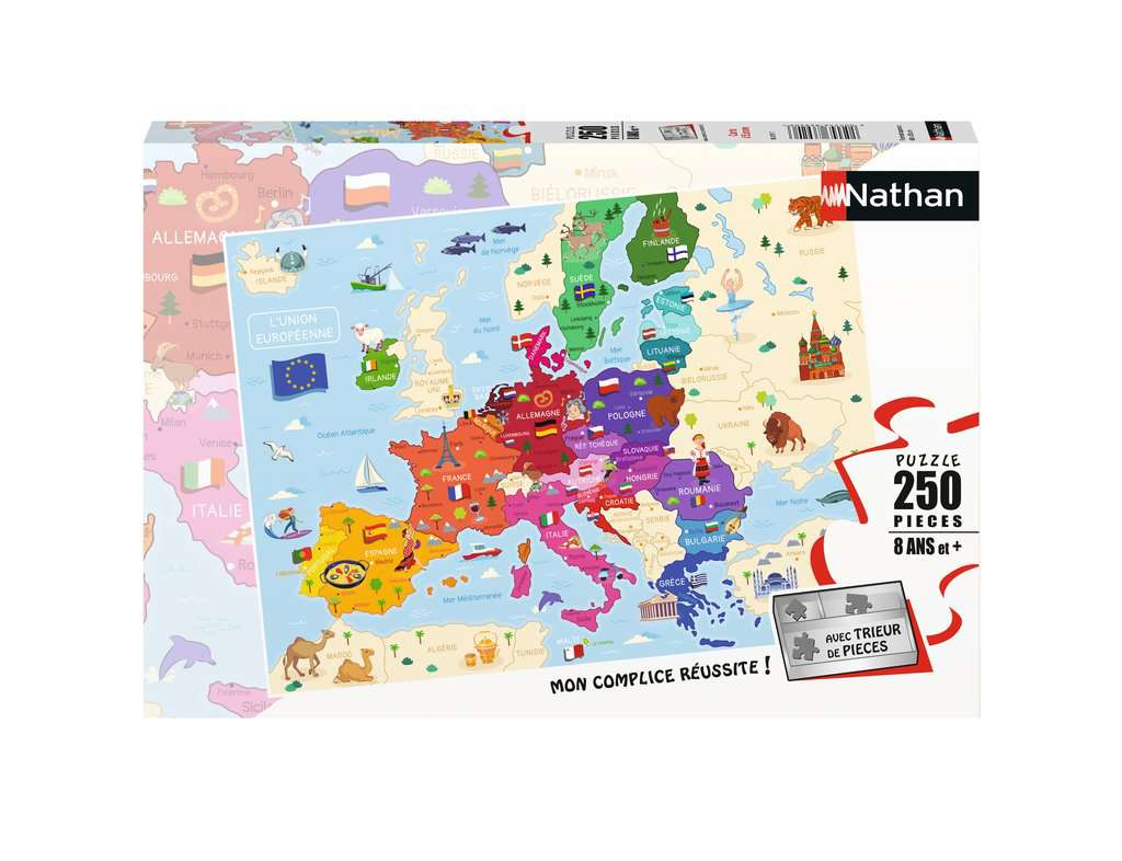 Nathan puzzle 250 p - Carte d'Europe, Puzzle enfant
