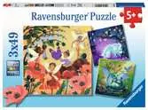 Puzzles 3x49 p - Licorne, dragon et fée Puzzle;Puzzle enfant - Ravensburger