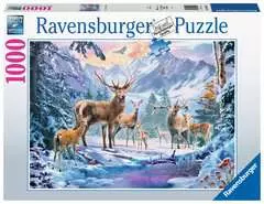 Puzzle 1000 p - Chevreuils et cerfs en hiver - Image 1 - Cliquer pour agrandir