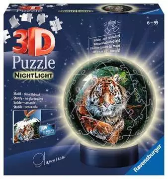 Puzzle 3D Ball 72 p illuminé - Les grands félins Puzzle 3D;Puzzles 3D Ronds - Image 1 - Ravensburger