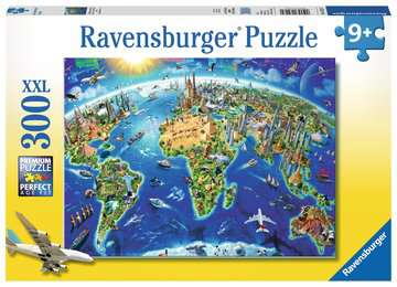 Puzzle 300 p XXL - Carte des monuments du monde, Puzzle enfant, Puzzle, Produits