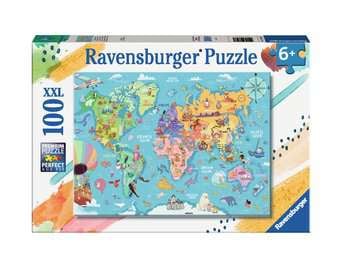 Puzzle 100 p XXL - La carte du monde, Puzzle enfant