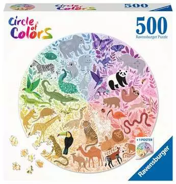Puzzle rond 500 p - Animaux (Circle of Colors) Puzzle;Puzzle adulte - Image 1 - Ravensburger