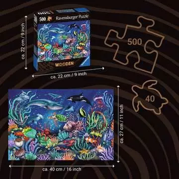 Puzzle en bois - Rectangulaire - 500 pcs - Monde marin coloré Puzzle;Puzzle adulte - Image 4 - Ravensburger