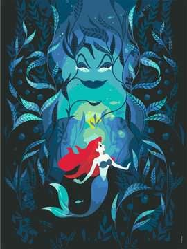 CreArt 30x40cm Ariel et Ursula Disney Princess, Peinture - Numéro d'art, Loisirs créatifs, Produits