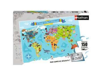 Nathan puzzle 150 p - Carte du monde, Puzzle enfant
